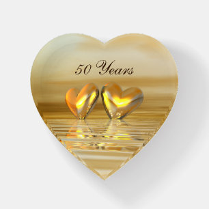 Golden Anniversary Hearts Paperweight