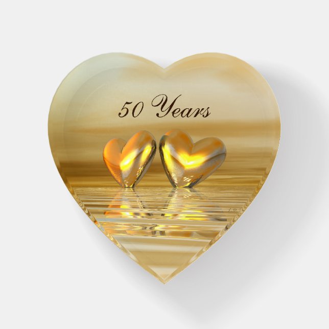 Golden Anniversary Hearts Paperweight (Front)