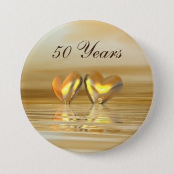 Golden Anniversary Hearts Pinback Button by Peerdrops at Zazzle