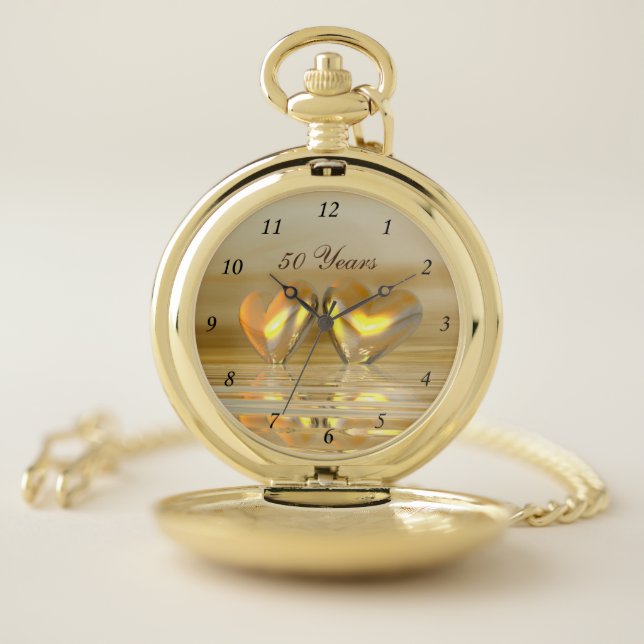 Golden Anniversary Hearts Pocket Watch (Inside)
