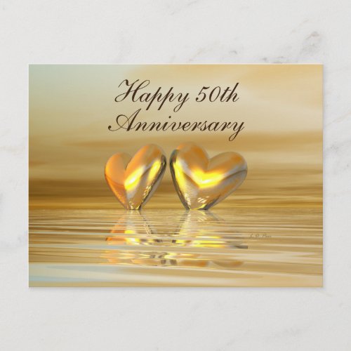 Golden Anniversary Hearts Postcard