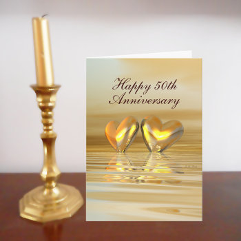 Golden Anniversary Hearts (tall) Card by Peerdrops at Zazzle