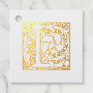 Golden Anniversary Illuminated Letter L Monogram Foil Favor Tags