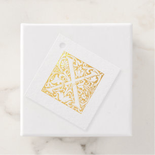 Golden Anniversary Illuminated Letter X Monogram Foil Favor Tags