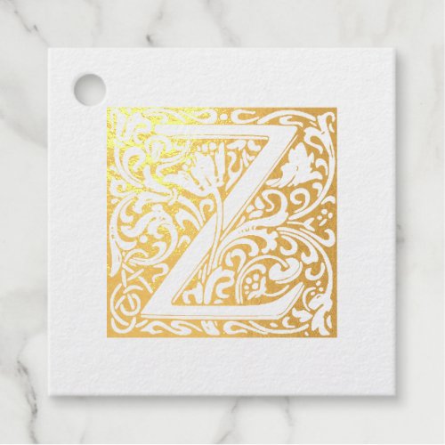 Golden Anniversary Illuminated Letter Z Monogram Foil Favor Tags