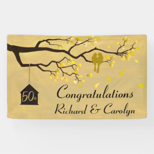 Golden Anniversary Love Birds Banner