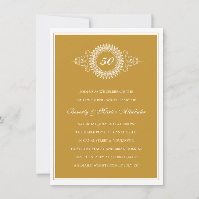 Golden Anniversary Medallion Party Invitation (Front)