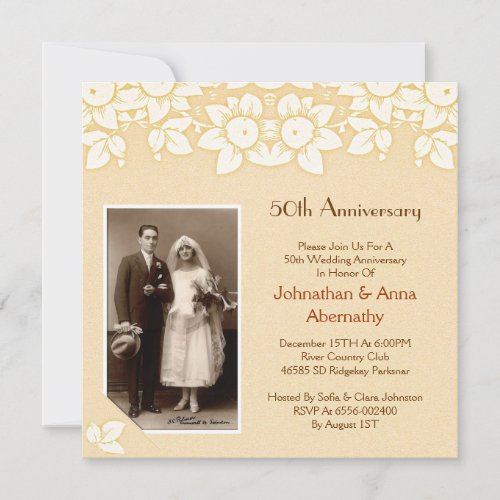 golden anniversary photo invitation
