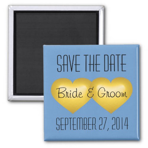 Golden Anniversary Save the Date Gold Hearts Magnet