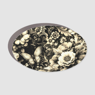  Golden Antique Floral with Butterflies  Car Magnet