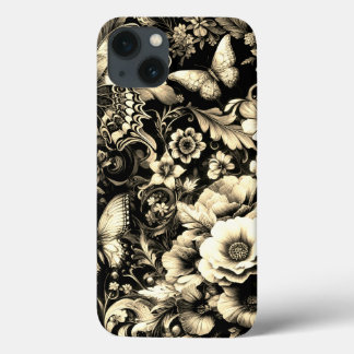 Golden Antique Floral with Butterflies  iPhone 13 Case