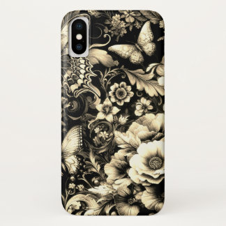  Golden Antique Floral with Butterflies  iPhone X Case