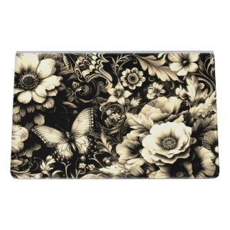  Golden Antique Floral with Butterflies  Desk Business Card Holder
