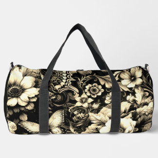  Golden Antique Floral with Butterflies  Duffle Bag