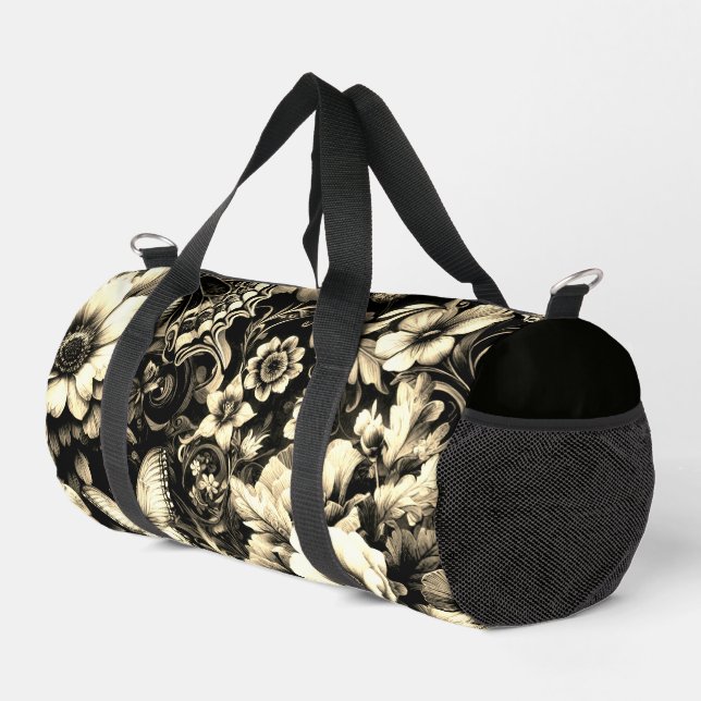  Golden Antique Floral with Butterflies  Duffle Bag (Right Corner)
