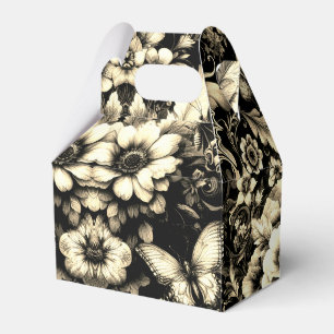 Golden Antique Floral with Butterflies Favor Boxes