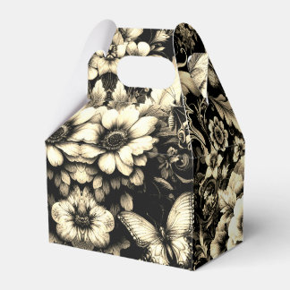  Golden Antique Floral with Butterflies  Favor Boxes