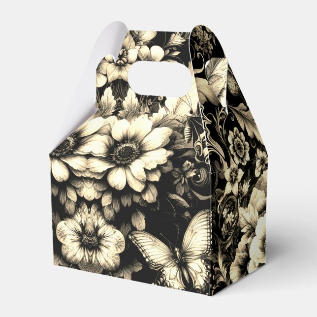  Golden Antique Floral with Butterflies  Favor Boxes (Front Side)