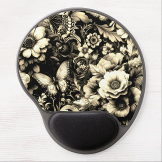 Golden Antique Floral with Butterflies Gel Mouse Pad
