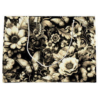  Golden Antique Floral with Butterflies  Large Gift Bag