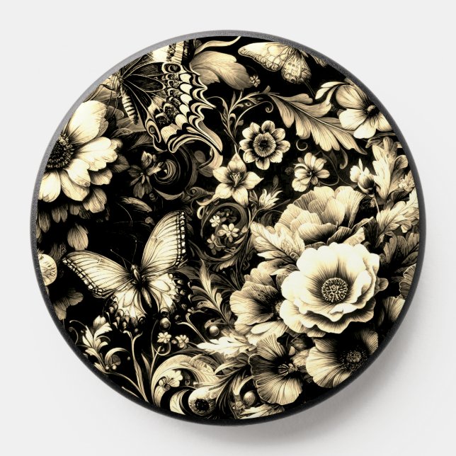  Golden Antique Floral with Butterflies  PopSocket (Popsocket)