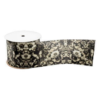  Golden Antique Floral with Butterflies  Satin Ribbon