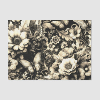  Golden Antique Floral with Butterflies  Tissue Paper