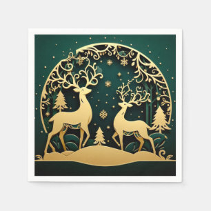 Golden Antler Grove – Snowflake Arch Napkins