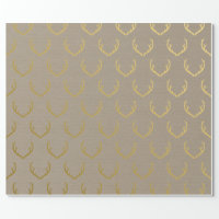 Boho Green Gold Antlers Christmas Wrapping Paper Sheets