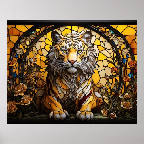   Golden AP68 TIGER Fantasy Stained Glass 54  Poster