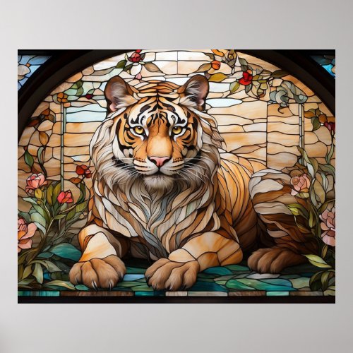   Golden AP68 TIGER Stained Glass 54 Fantasy Poster