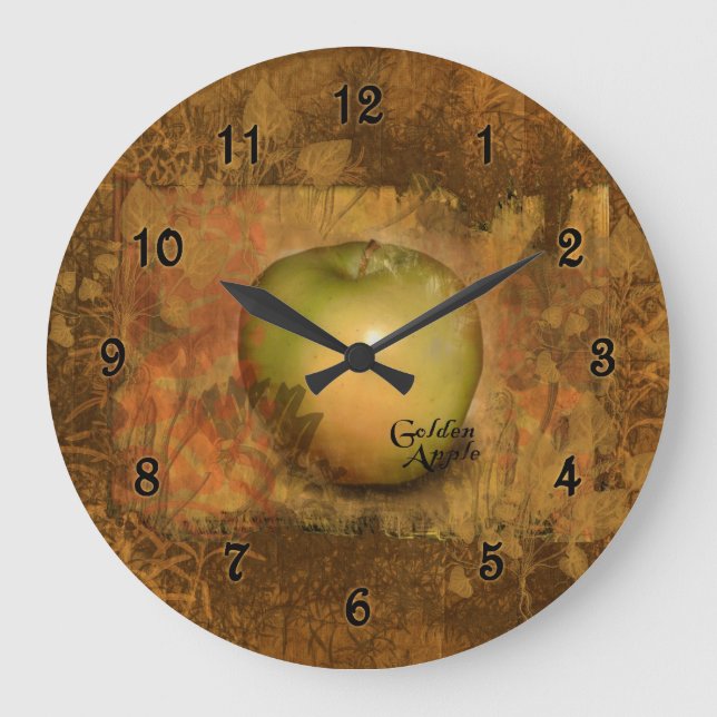 Golden Apple Botanical Large Clock (Front)