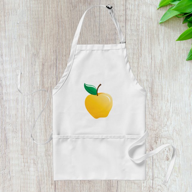 Golden Apple Bright Yellow Fruit Adult Apron (Creator Uploaded)