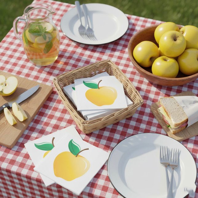 Golden Apple Bright Yellow Fruit Napkins (Creator Uploaded)