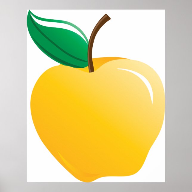 Golden Apple Bright Yellow Fruit Poster (Front)