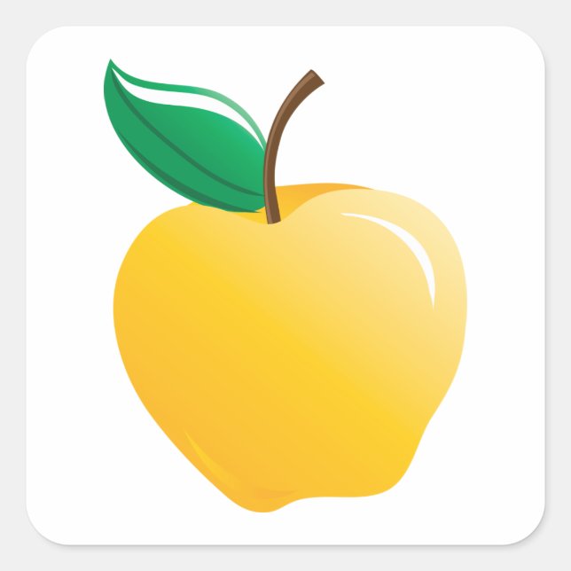 Golden Apple Bright Yellow Fruit Square Sticker (Front)