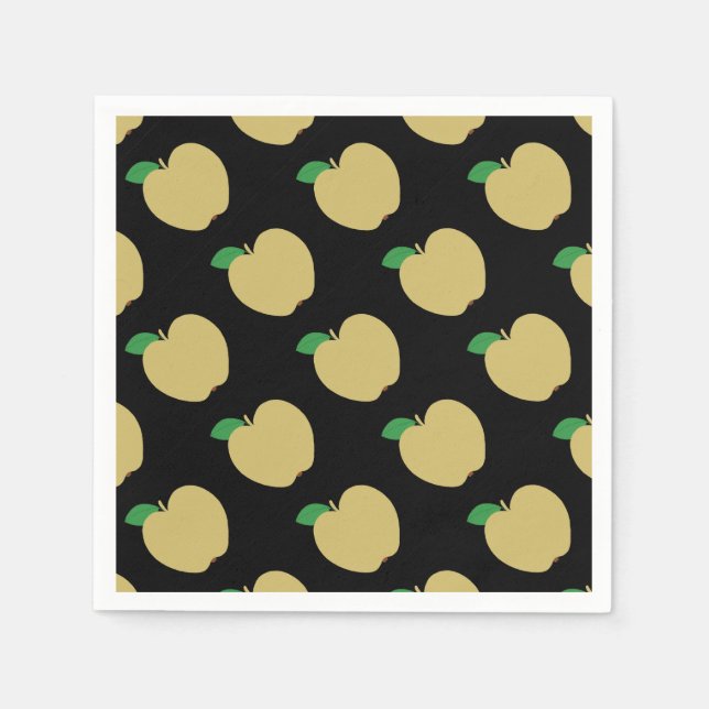 Golden Apple on Black Napkins (Front)