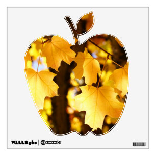 Golden Apple Shape wall decall Yellow Fall Leaves Decal