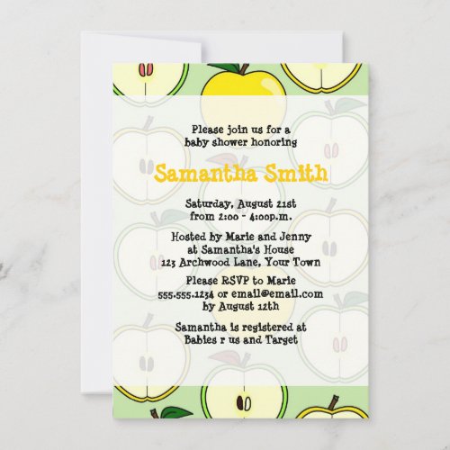 Golden Apple Themed Baby Shower Invitation
