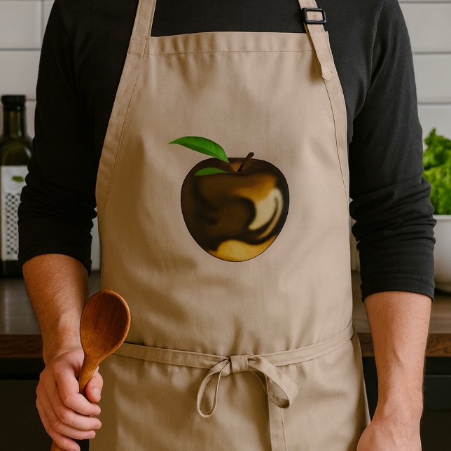 Golden Apple with Leaf Shiny Metallic Adult Apron (Creator Uploaded)