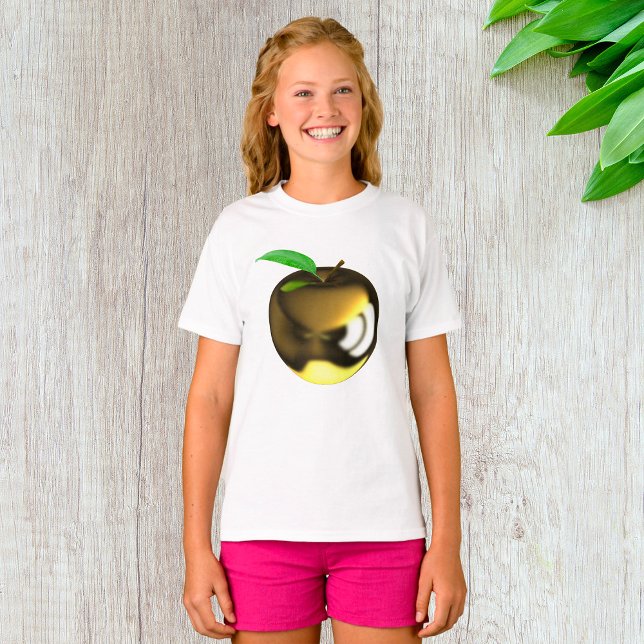 Golden Apple with Leaf Shiny Metallic T-Shirt (Creator Uploaded)