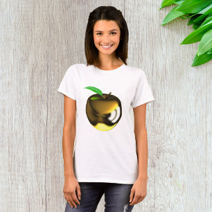 Golden Apple with Leaf Shiny Metallic T-Shirt