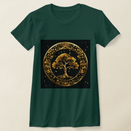 Golden Arboreal Majesty Enchanted Tree T_Shirt