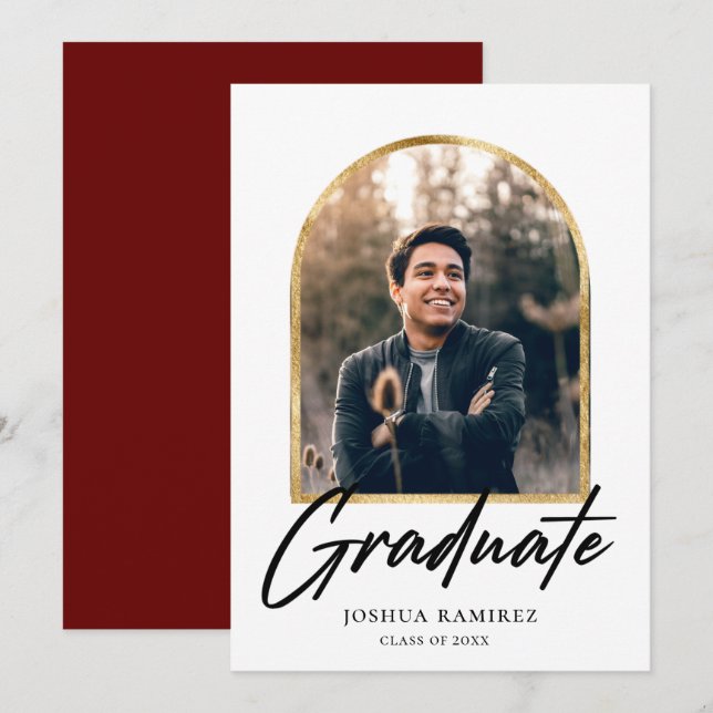 Golden Arch Photo Frame Graduation Announcement  (Front/Back)