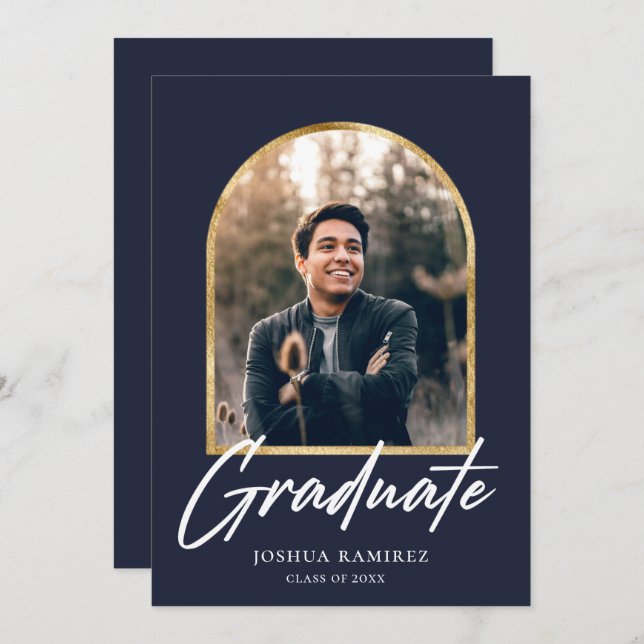 Golden Arch Photo Frame Graduation Announcement  (Front/Back)