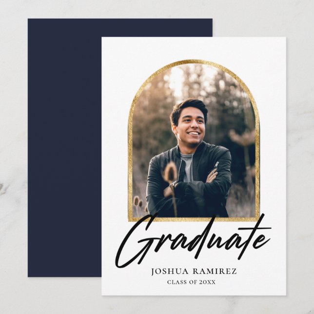 Golden Arch Photo Frame Graduation Announcement  (Front/Back)
