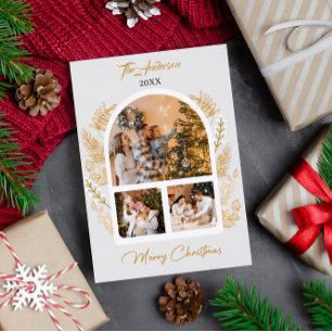 Golden Arch Photo Holiday Minimalist Christmas Invitation