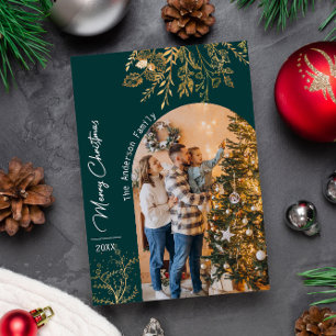 Golden Arch Photo Holiday Minimalist Christmas Invitation