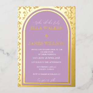 Golden Arch Regal Lilac (Solid) Foil Invitation