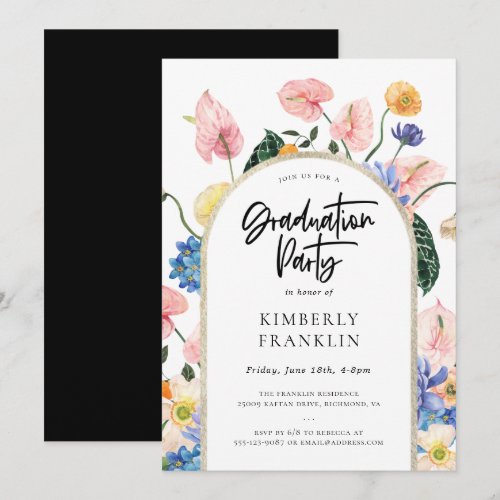 Golden Arch Summer Floral Graduation Party Invitat